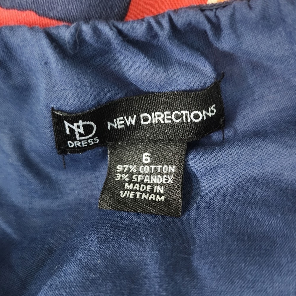 NEW DIRECTIONS Size 6 Colorful Cotton Stretch Fit & Flare Halter Dress w/pockets - Picture 10 of 11